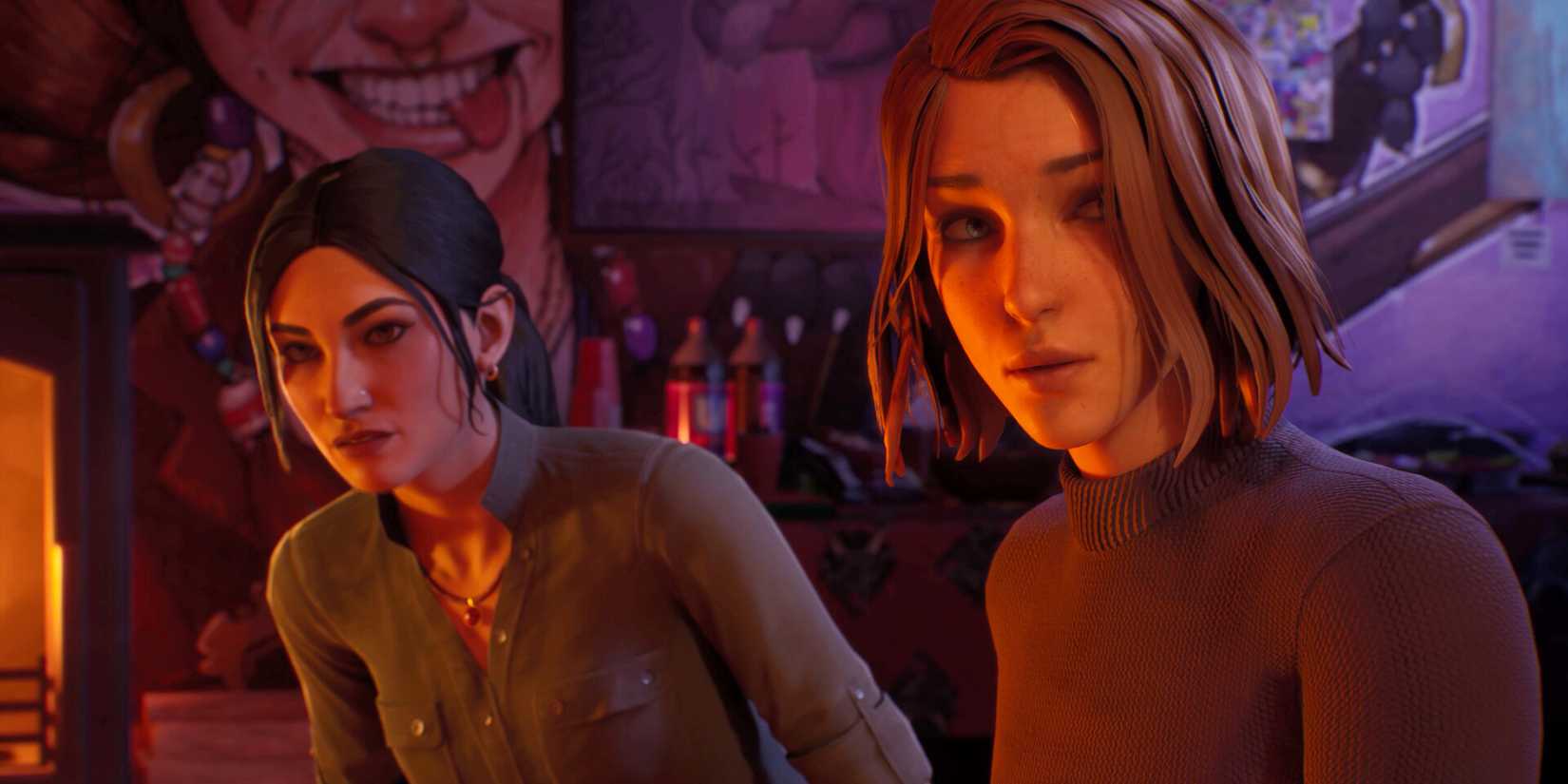 Max dan Safiya dekat perapian di Life is Strange: Double Exposure.