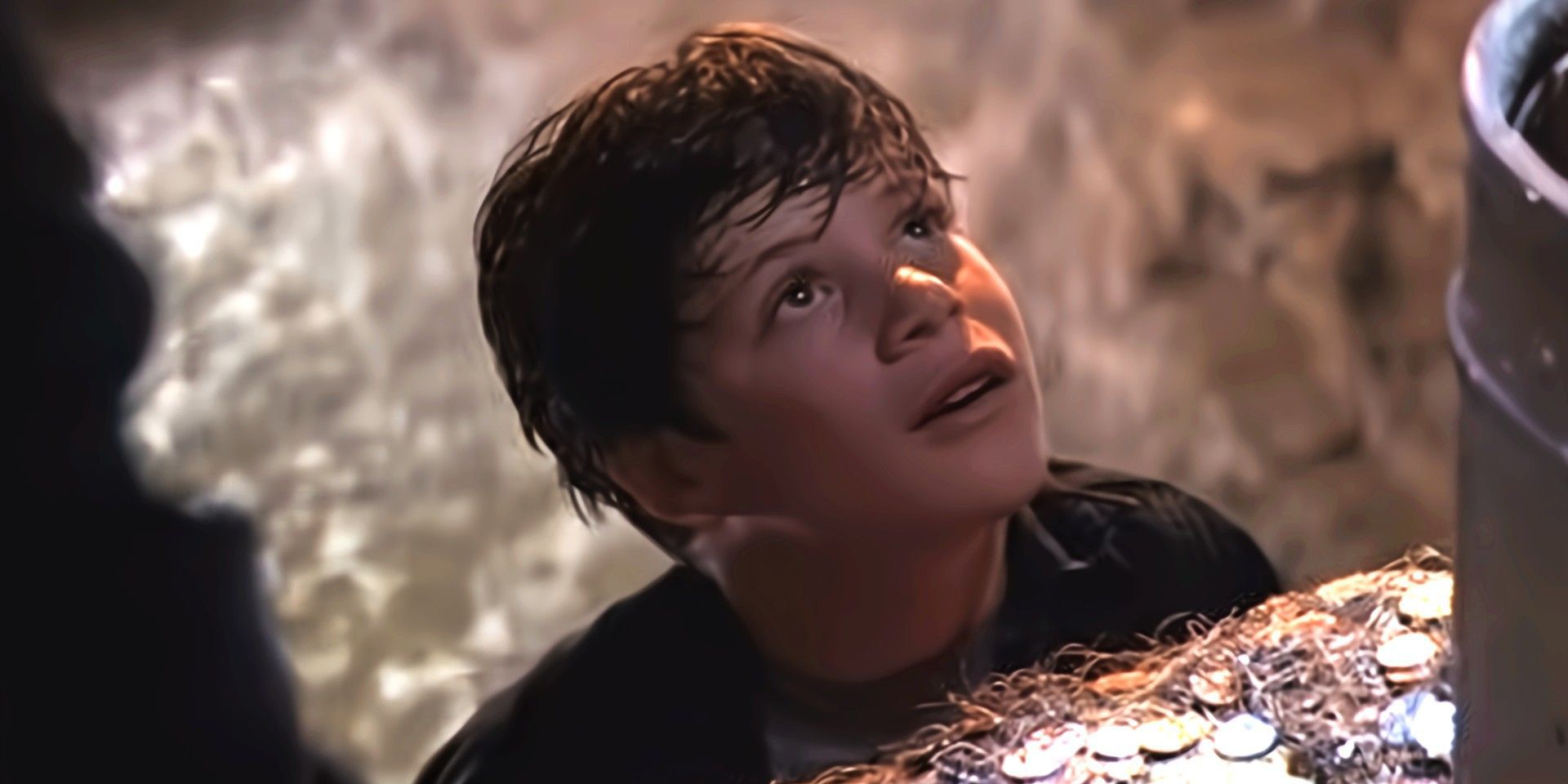 Sean Astin as Mikey down the well in The Goonies