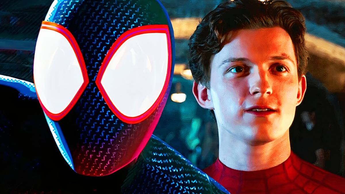 Miles Morales in Spider-Man Across the Spider-Verse and Tom Holland's Spider-Man in the MCU