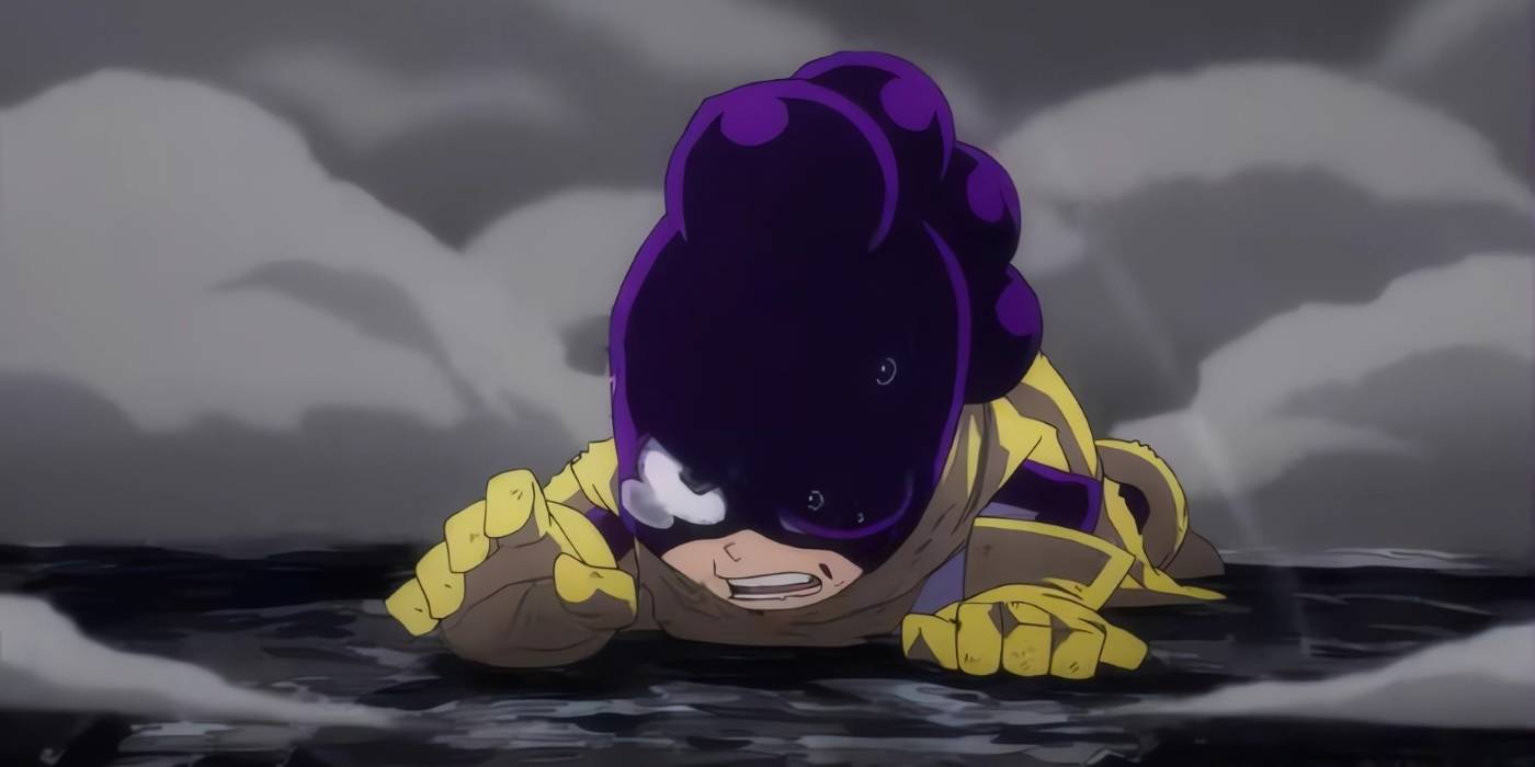 Mineta challenges All for One by throwing one of his hairballs.