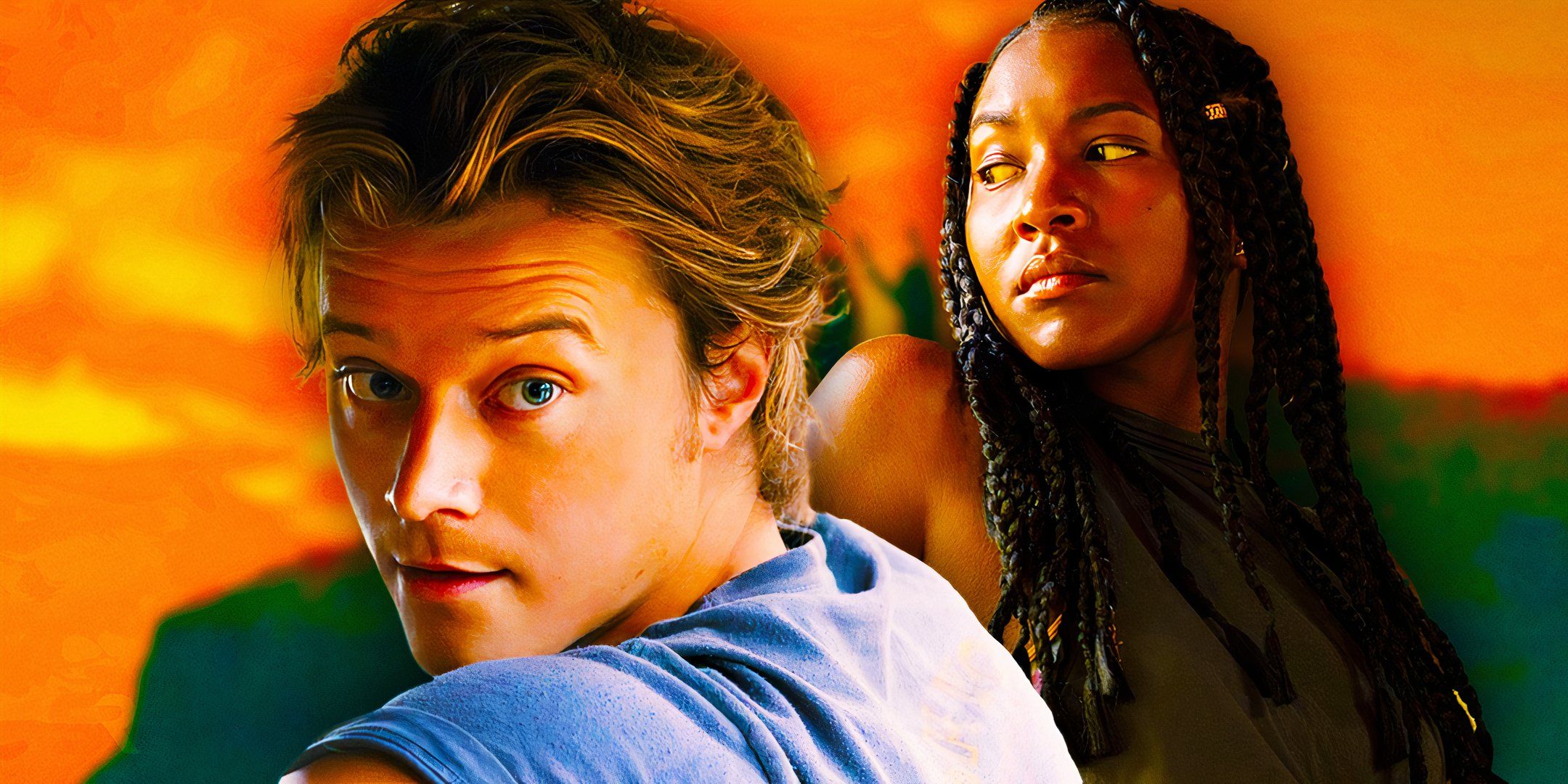 Руди Панков в роли Дж.Д. и Карласия Грант в роли Клео в 4-м сезоне "Outer Banks".