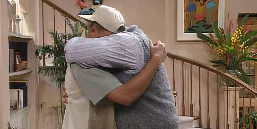 Will and Uncle Phil hugging in The Fresh Prince Of Bel-Air episode “Papa’s Got A Brand New Excuse.”