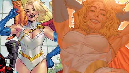Comic book art: Power Girl with New Superman Like Symbol