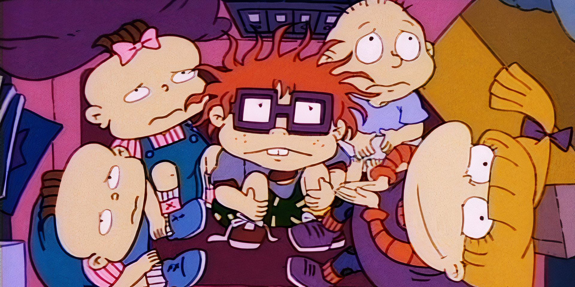 Tommy, Chuckie, Phil e Lil assustados em Rugrats