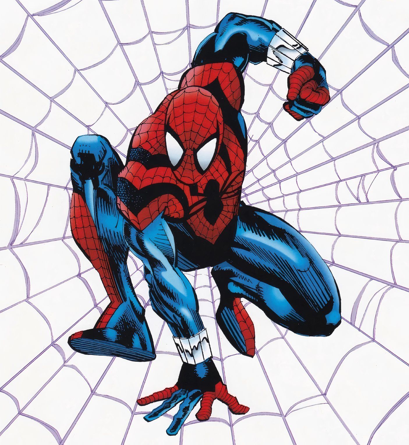 Sensational Spider-Man posizionato davanti alla ragnatela