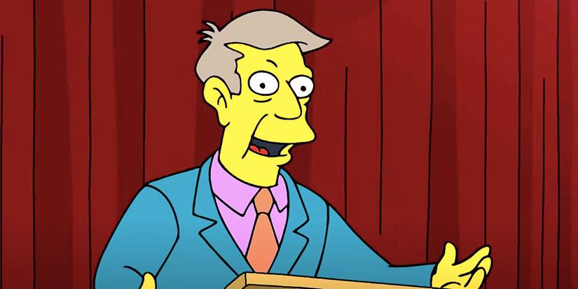 11 Major TV Show Retcons That Infuriated Fans 5 Skinner smiles while addressing an auditorium in The Simpsons season 36 episode 1