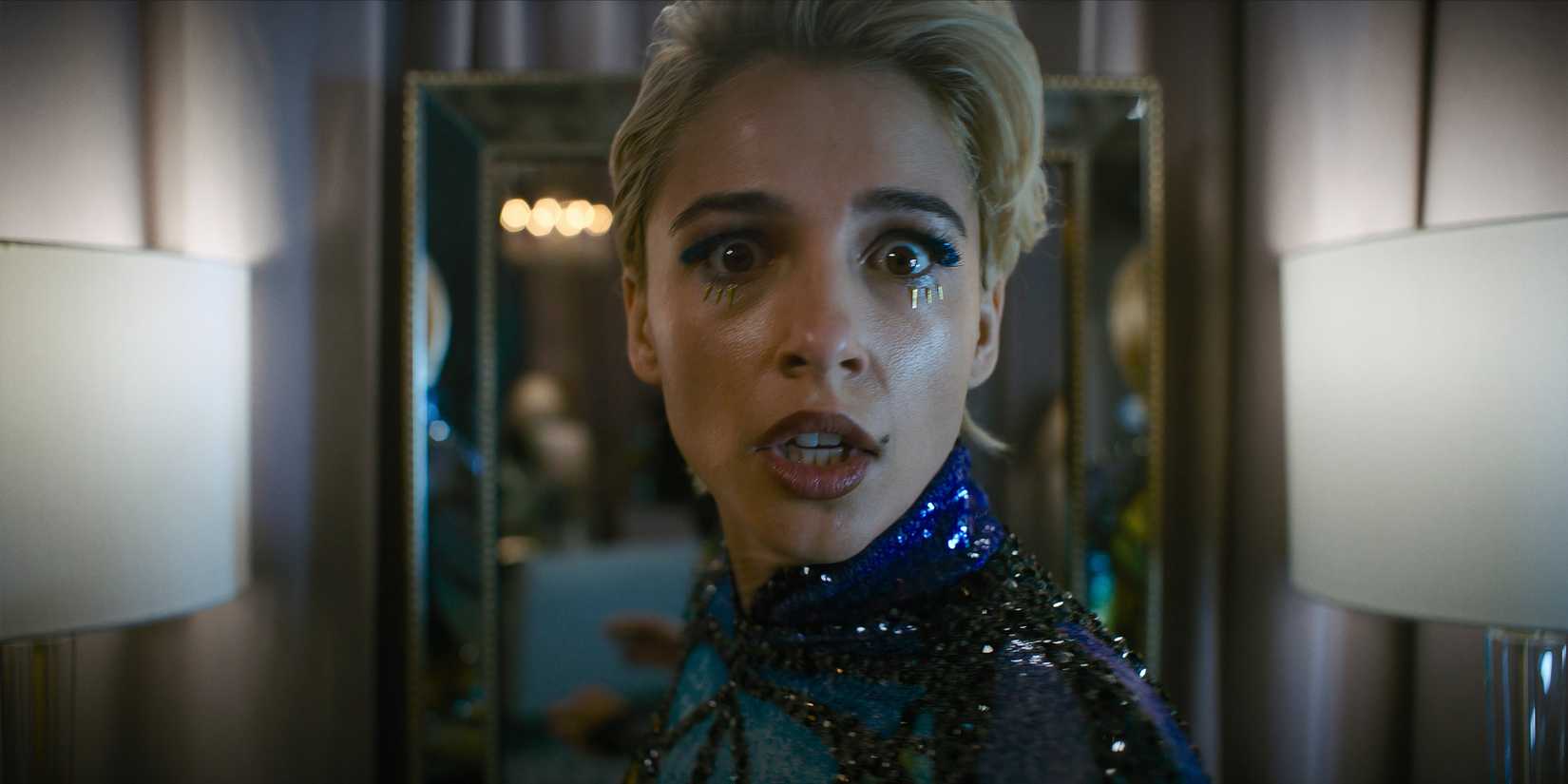 Naomi Scott as Skye Riley looking scared in Smile 2