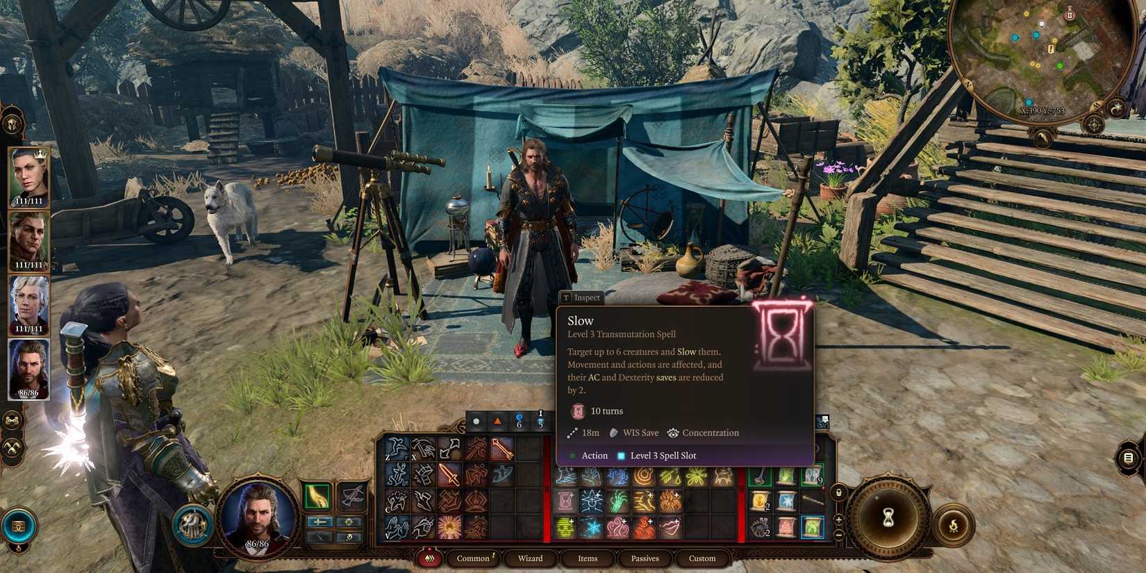 Slow spell text displayed in Baldur's Gate 3.