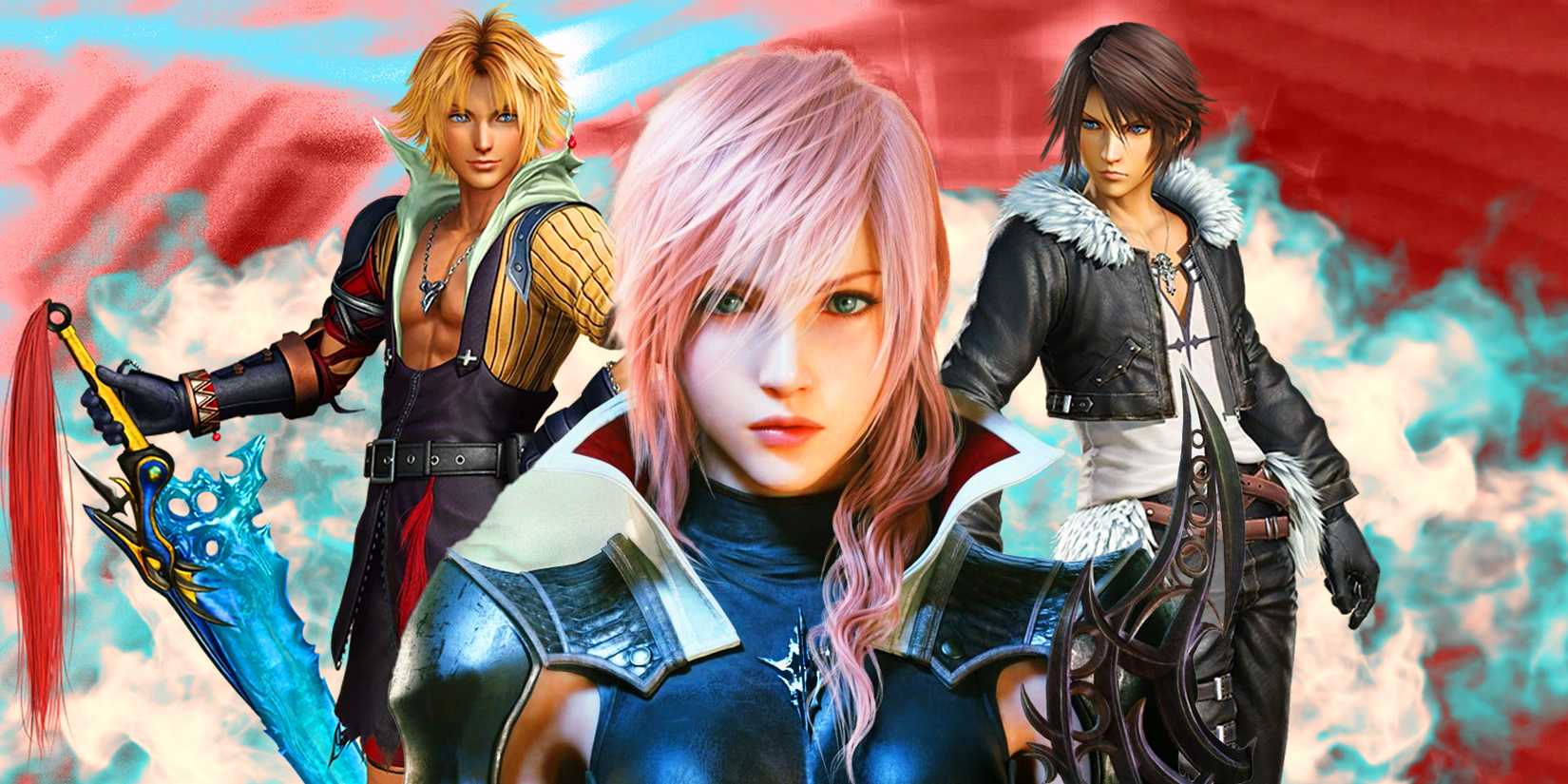 Squall from FF8, Titus from FF10, and Lightning from FF13