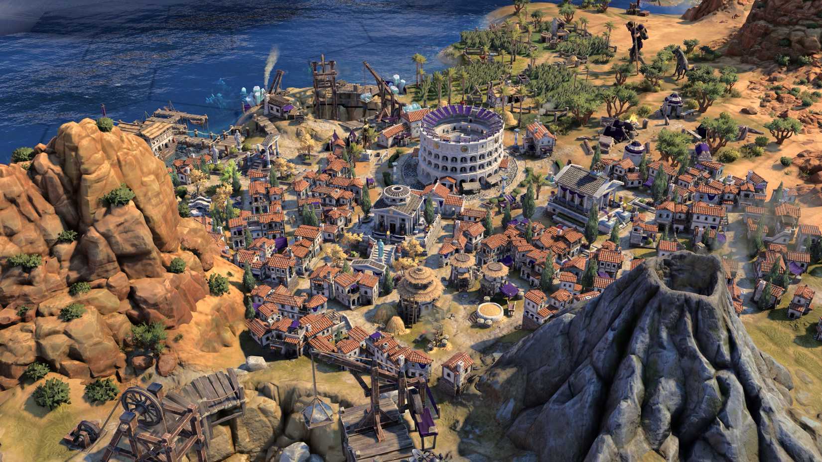 A screenshot from the different environments in Sid Meier's Civilization VII, specifically the desert.