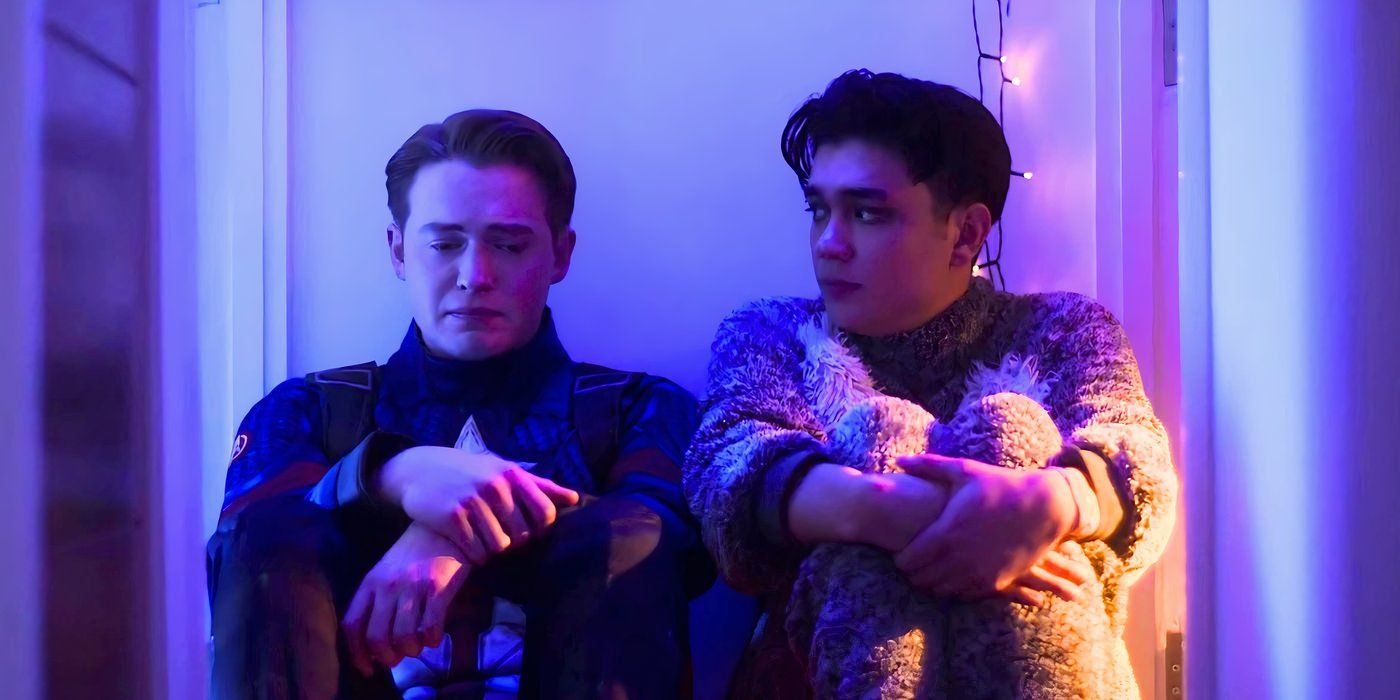 Tao sits with Nick at the Halloween party in Heartstopper season 3