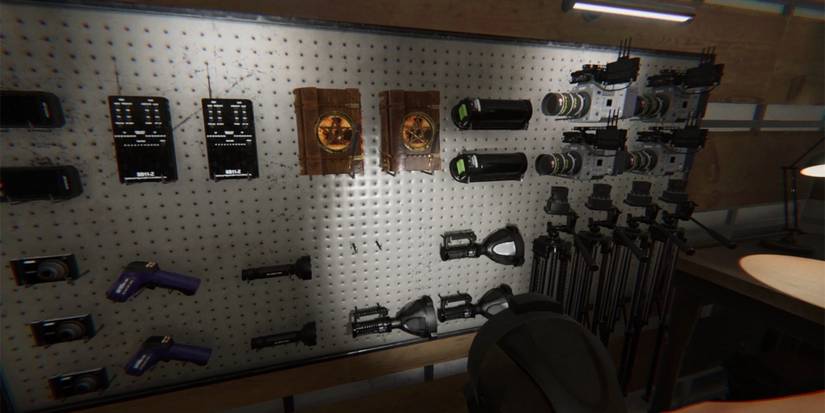 The equipment wall inside the truck in Phasmophobia