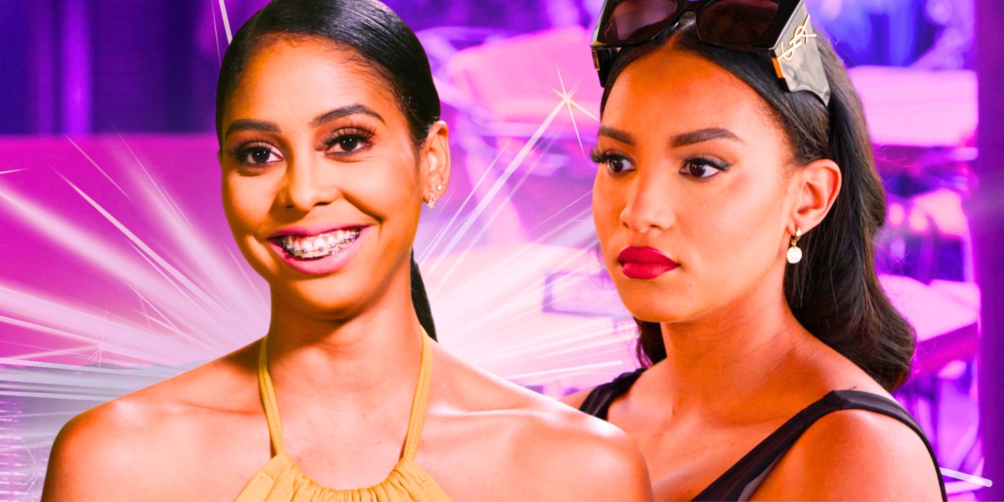 The Family Chantel’s Nicole Jimeno smiles with braces and Chantel Everett looks serious.