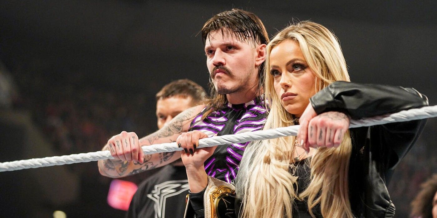 The Judgement Day Dominik Mysterio Finn Balor and WWE Women&rsquo;s Champion Liv Morgan on Monday Night Raw