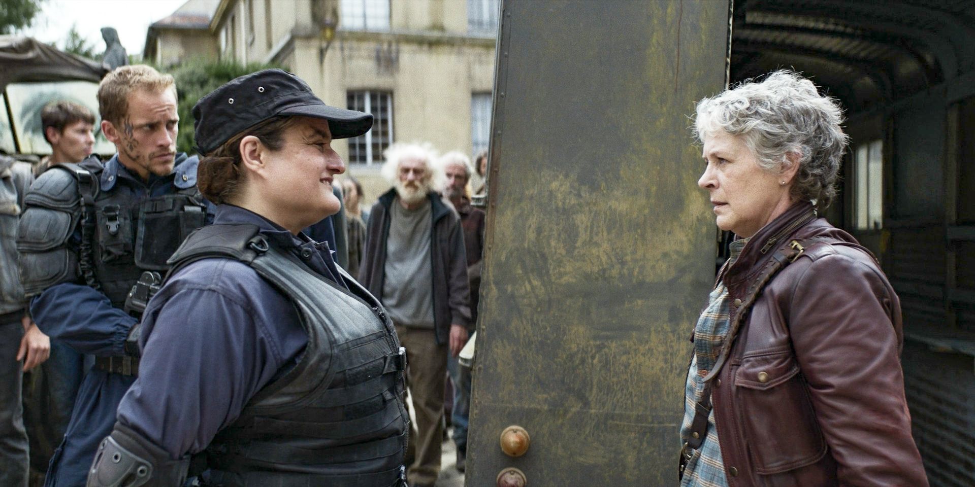 Carol Peletier (Melissa McBride) infiltrates Genet’s community in The Walking Dead: Daryl Dixon Season 2 Episode 2