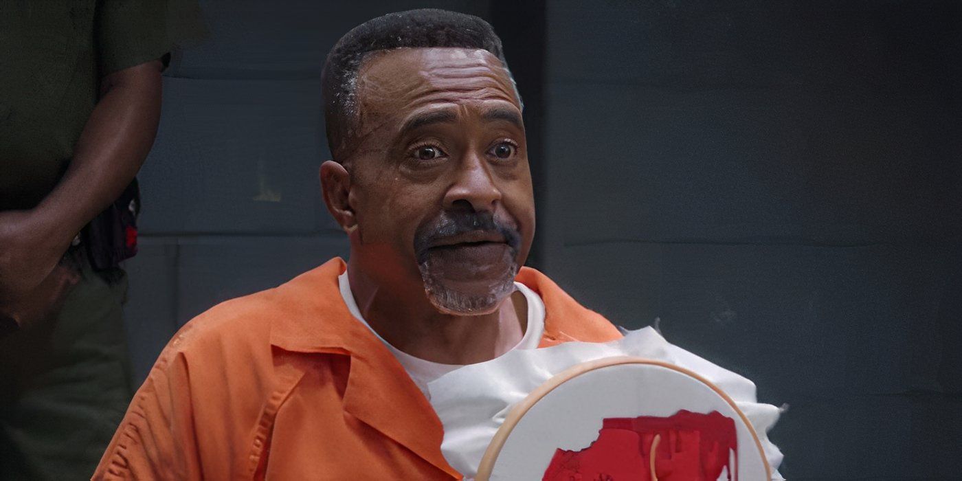 Caleb the cannibal showing his cross sтιтch work in prison