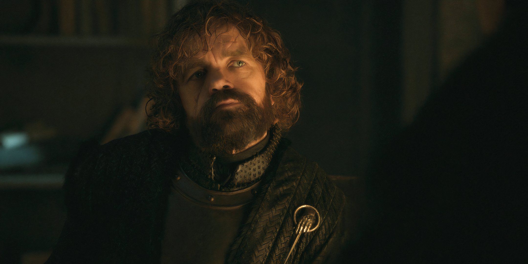 Tyrion Lannister (Peter Dinklage) listening to Bran in Game of Thrones season 8, episode 2