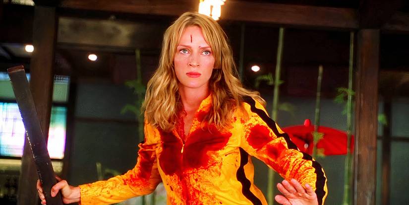 Uma Thurman como The Bride em cena de ação de Kill Bill: Volume 1.