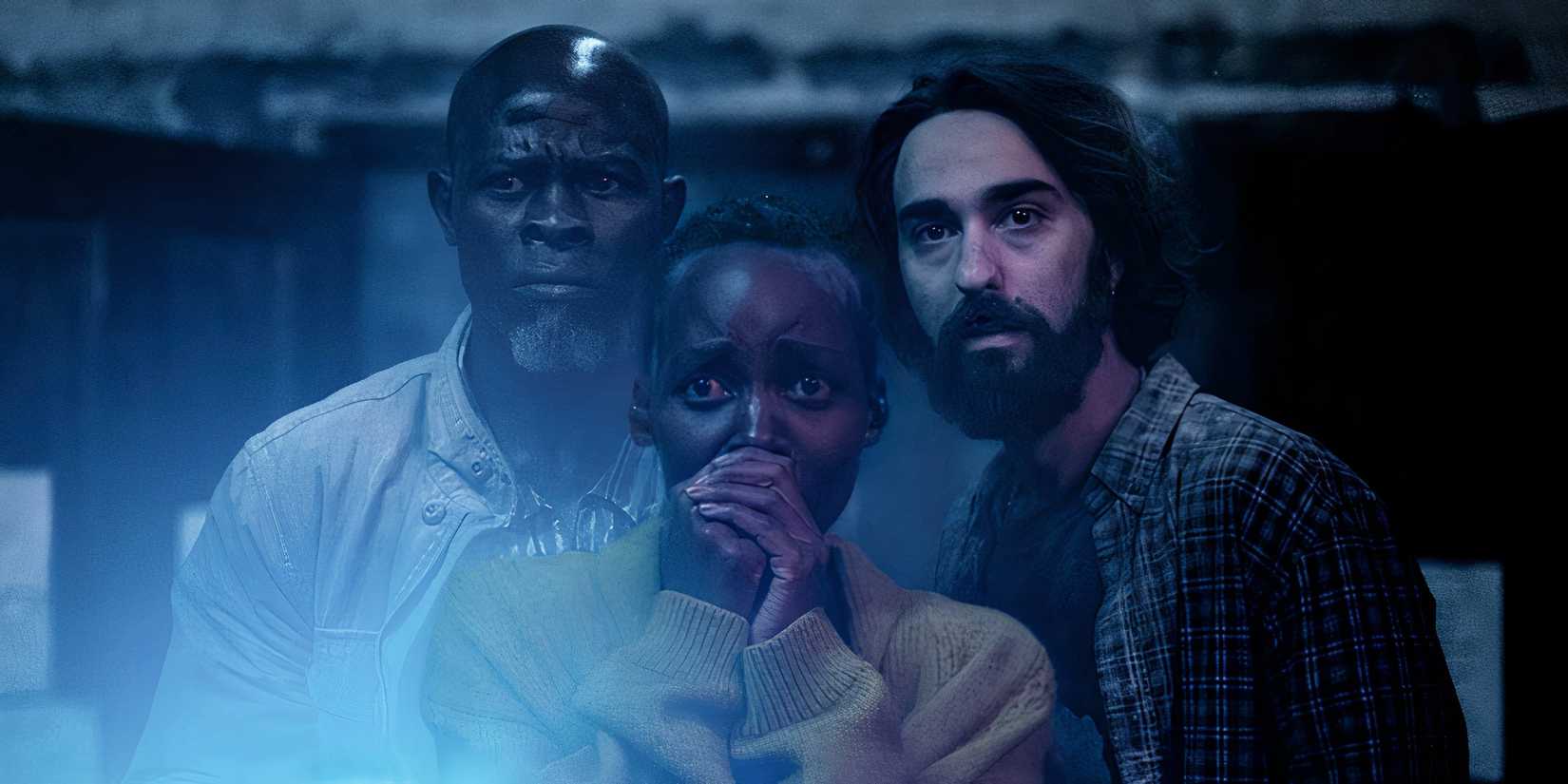 Djimon Hounsou, Lupita Nyong'o, and Alex Wolff in A Quiet Place: Day One
