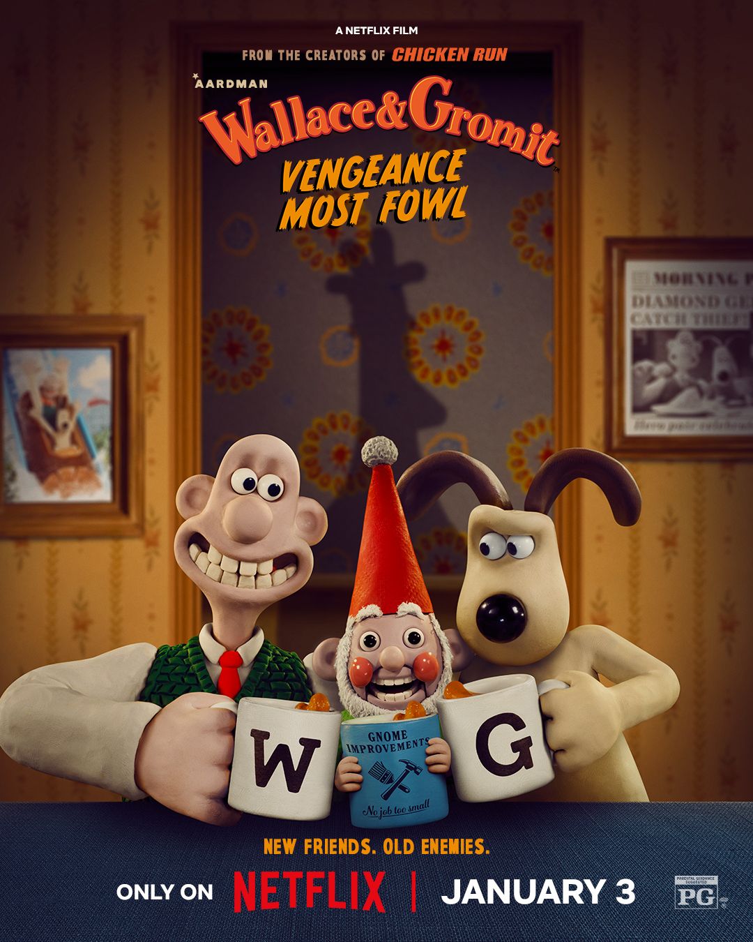 Poster Netflix Wallace dan Gromit Vengeance Kebanyakan Unggas