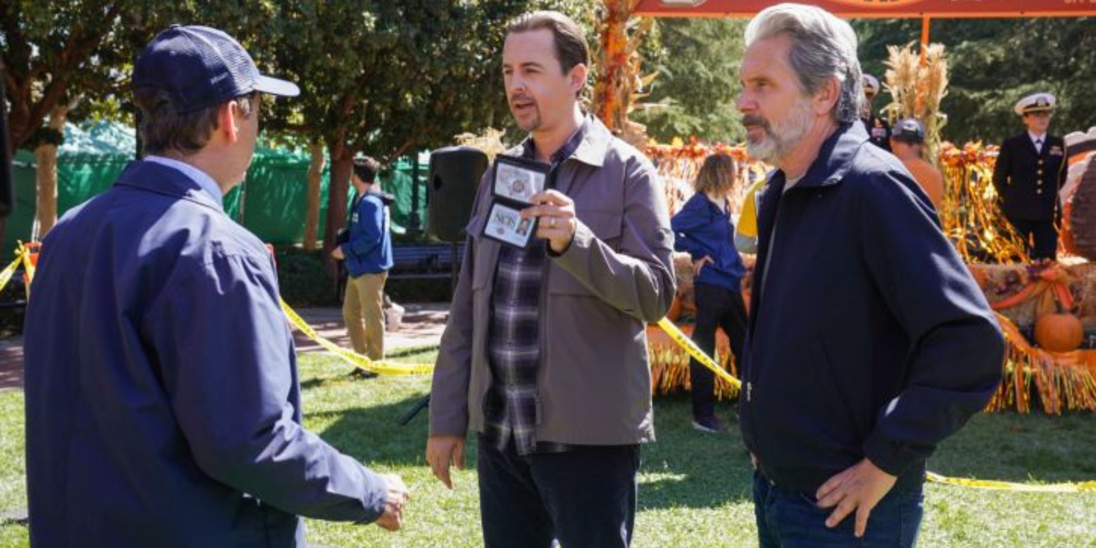 NCIS The agents question a man at the Turkey Trot, holding up a badge