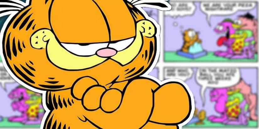 Garfield with a blurred out comic strip behind him.