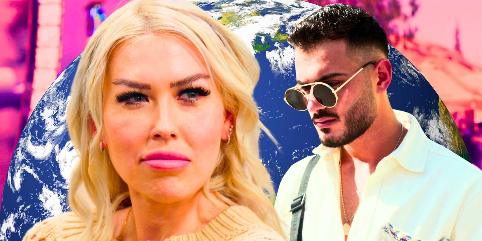 Tigerlily Taylor and Adnan Abdelfattah from 90 Day Fiance in front of the globe.