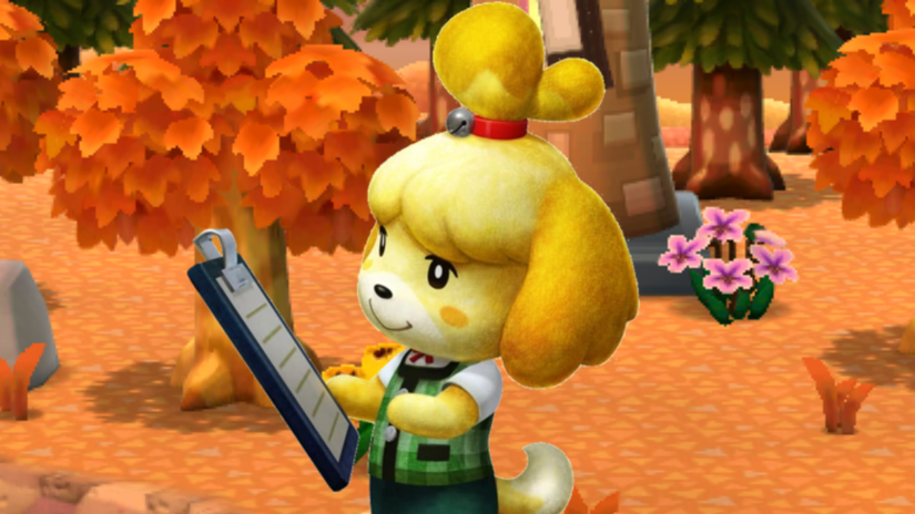 Isabelle ponders while holding her clipboard, while walking through an autumn forest.