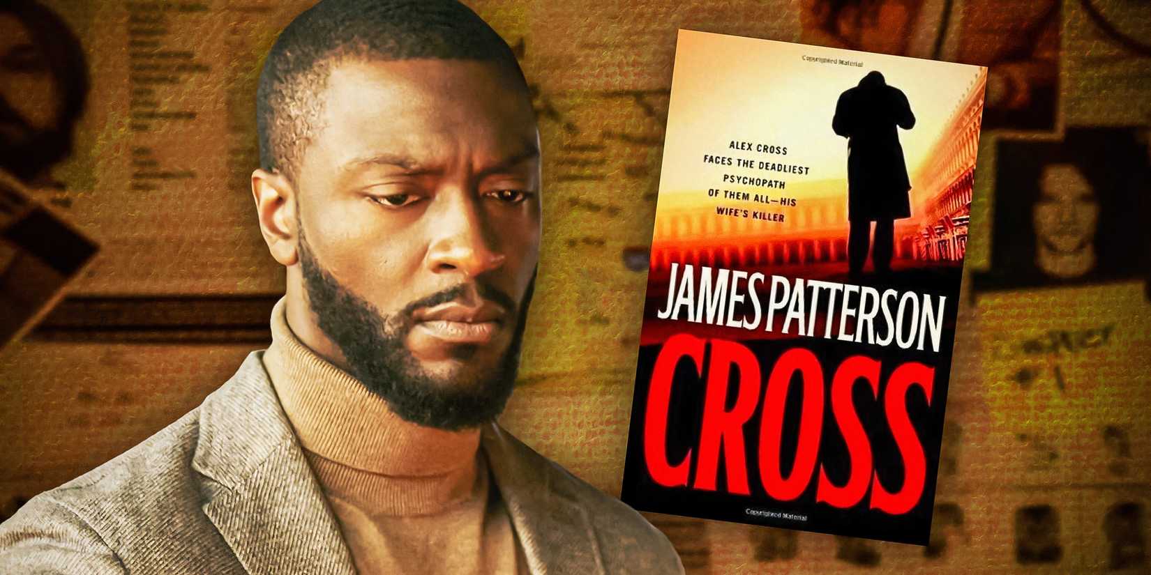 Alex Cross von Cross von Prime Video ist neben dem Buchcover von Cross von James Patterson.