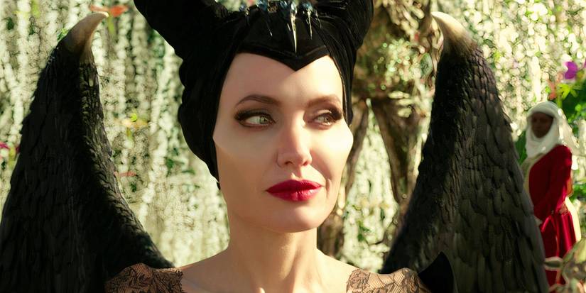 Angelina Jolie smiling as Maleficent while attending Aurora's wedding in Mistress of Evil