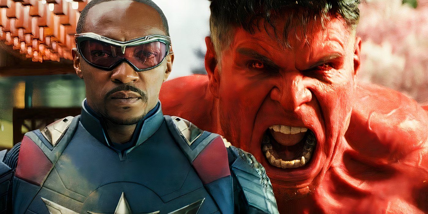 Капитан Америка, принадлежащий Саму Уилсону, с кричащим красным Халком позади него.