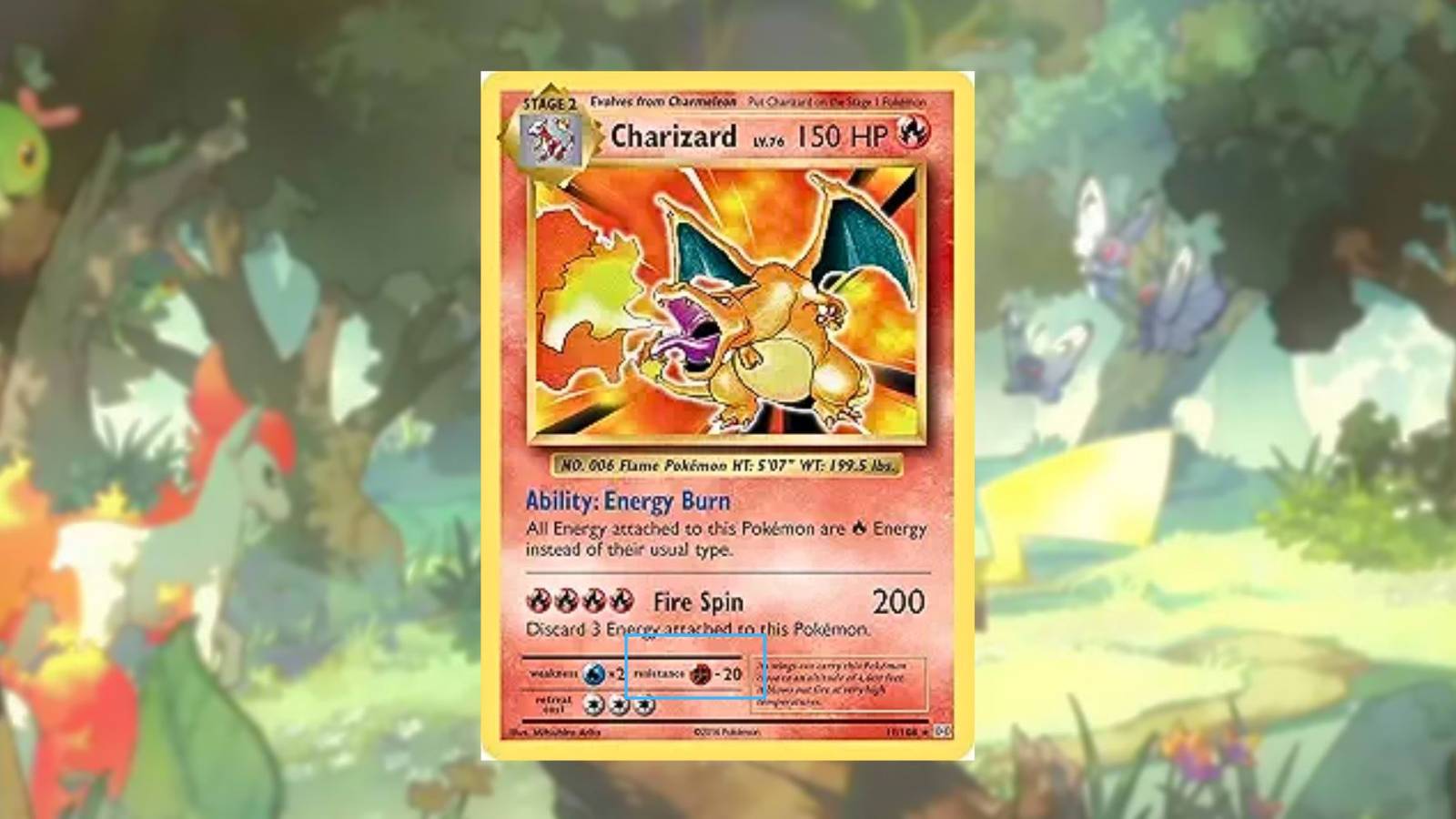 Charizard card from Pokemon TCG