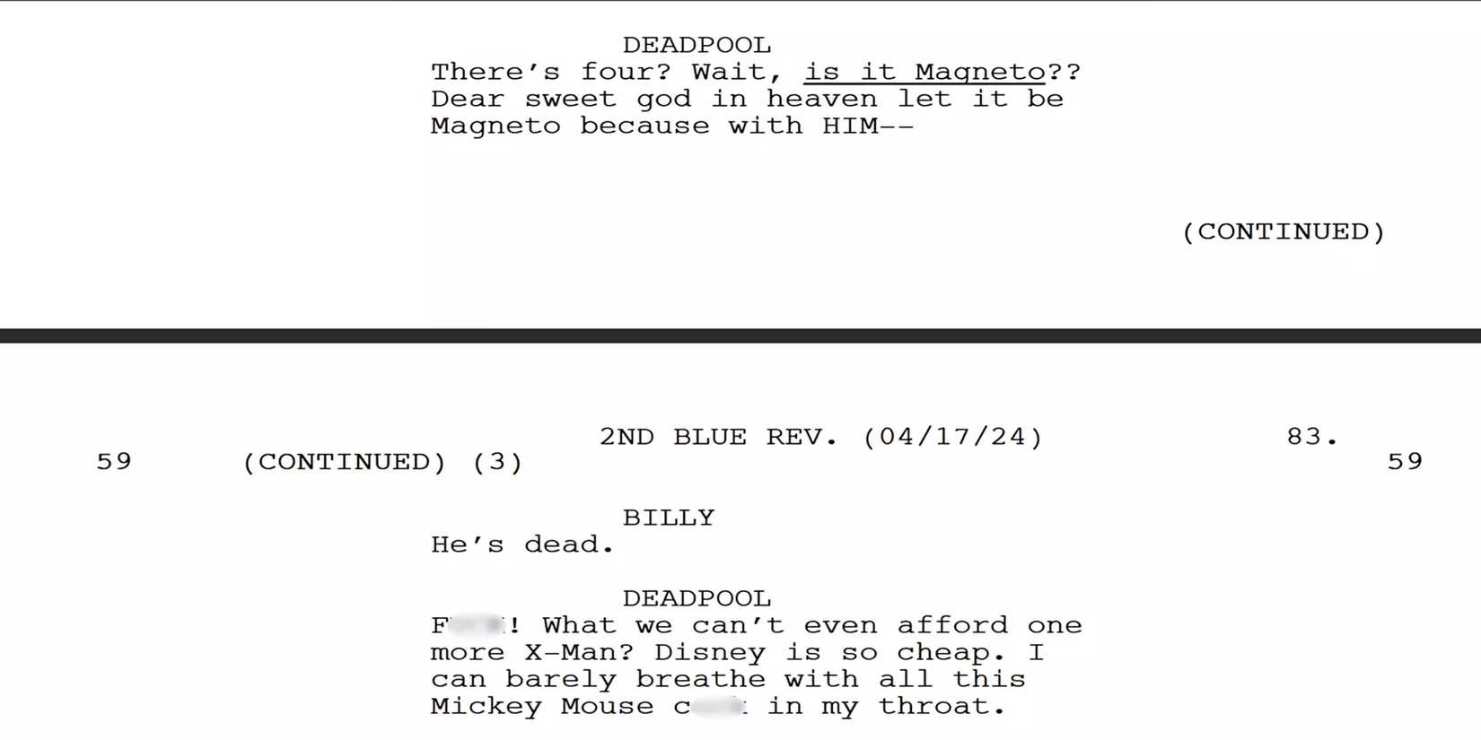 Original Deadpool & Wolverine Script Reveals The XRated Joke Disney