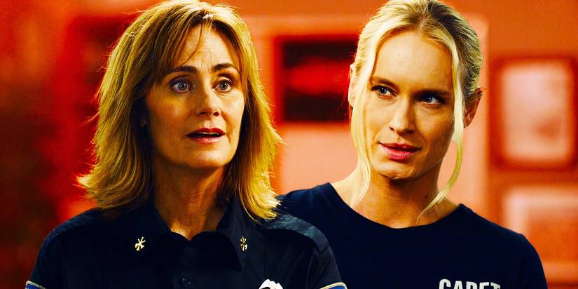 Diane Farr as Sharon Leone and Leven Rambin as Audrey James in Fire Country season 3, episode 6-1