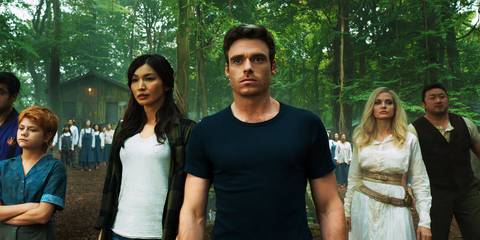 Eternals finding Druig in the forest in Eternals