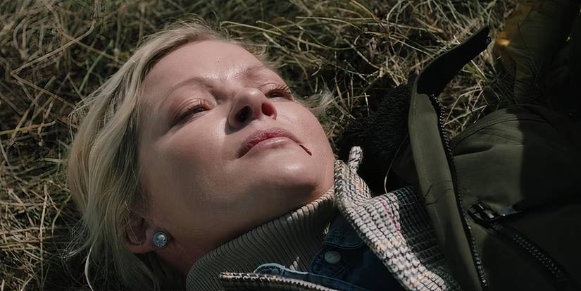 Evelyn Dutton (Gretchen Mol) on the ground in her Yellowstone death scene