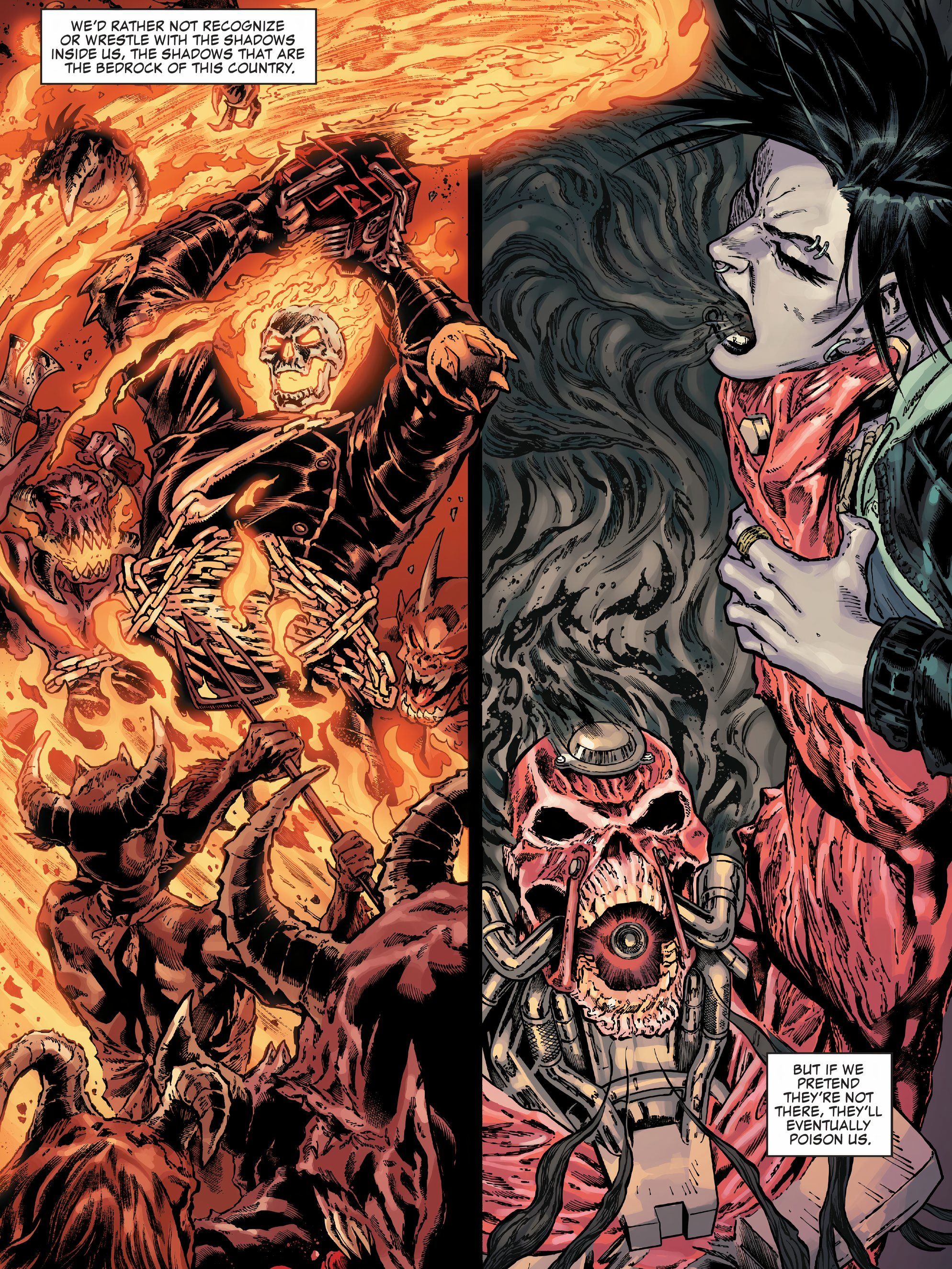 Ghost Rider and Exhaust fight.