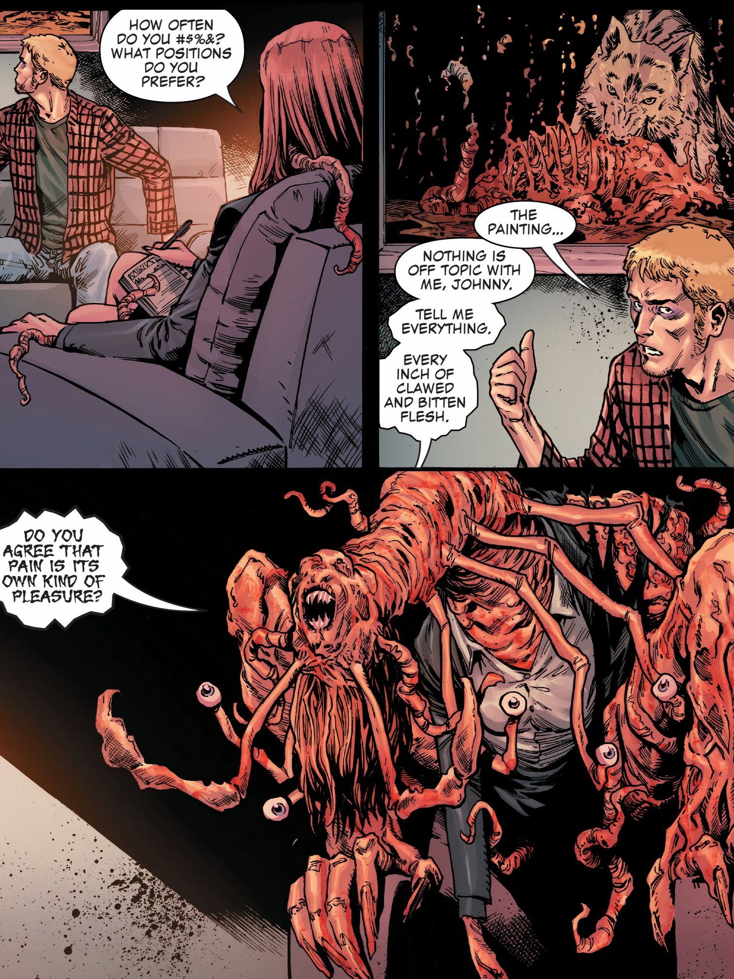 Ghost Rider faces a woman turning into a corpse monster.