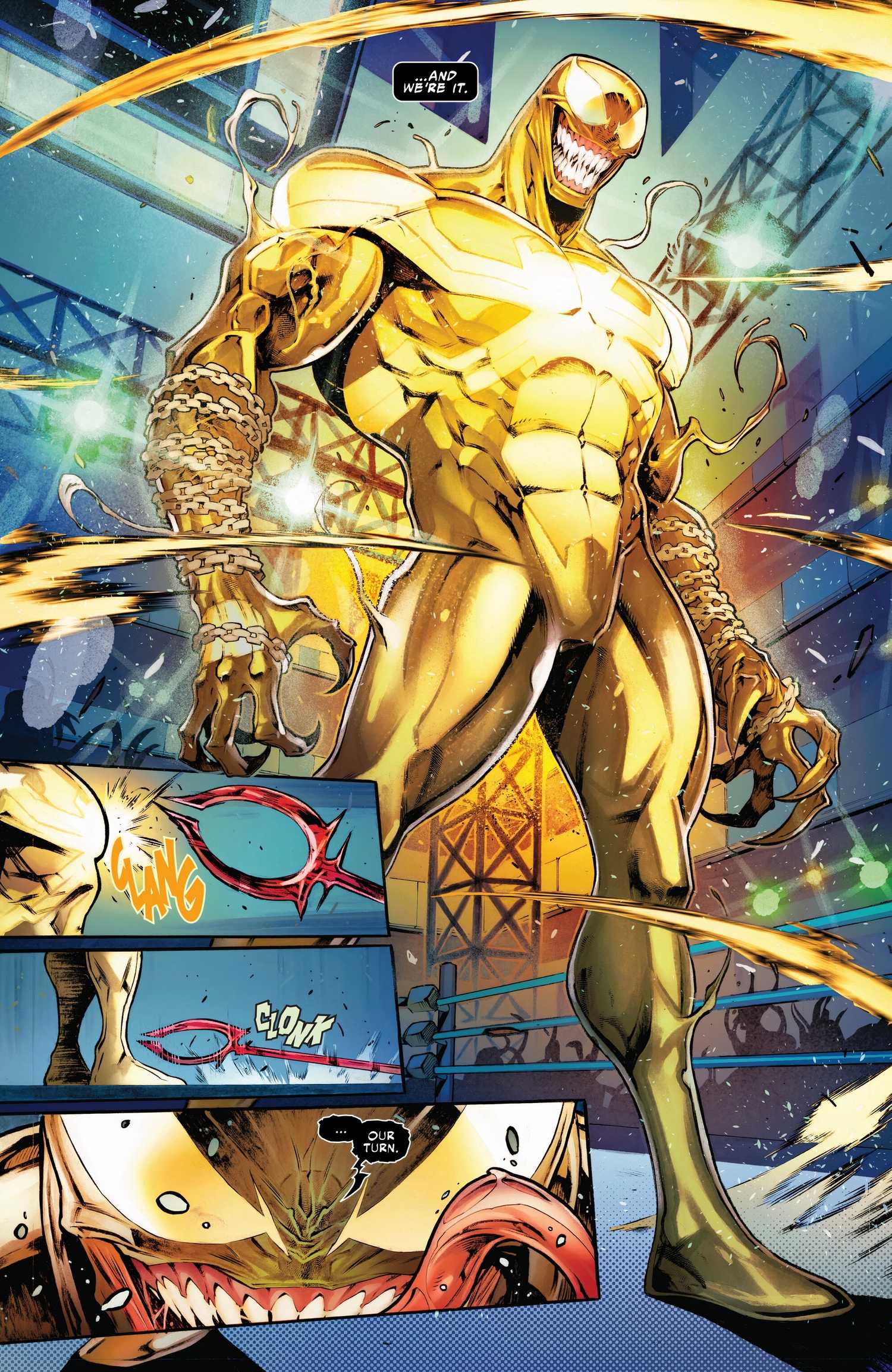 Venom sports his new golden Anti-Carnage form.