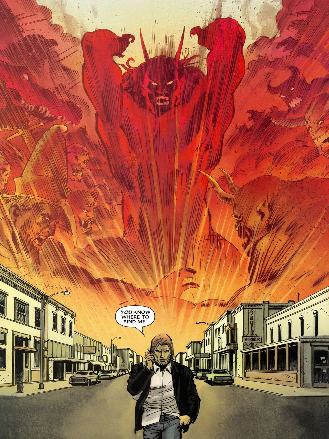 Daimon Hellstrom walks away from Satan.