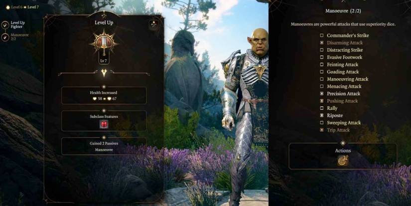 Baldur's Gate 3 Battle Master Fighter build leveling up and picking Maneuvers