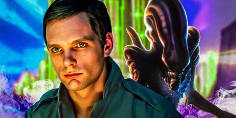 imagery from Alien and 2001 A Space Odyssey (David and a Xenomorph)