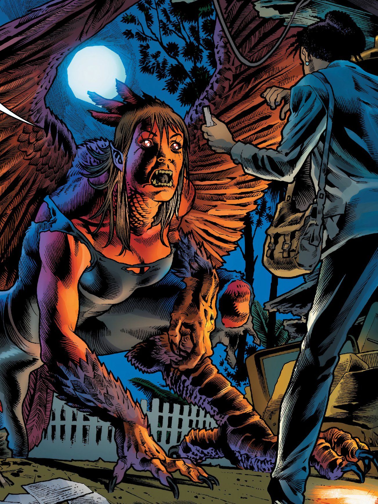Red Harpy yells at Bruce Banner.