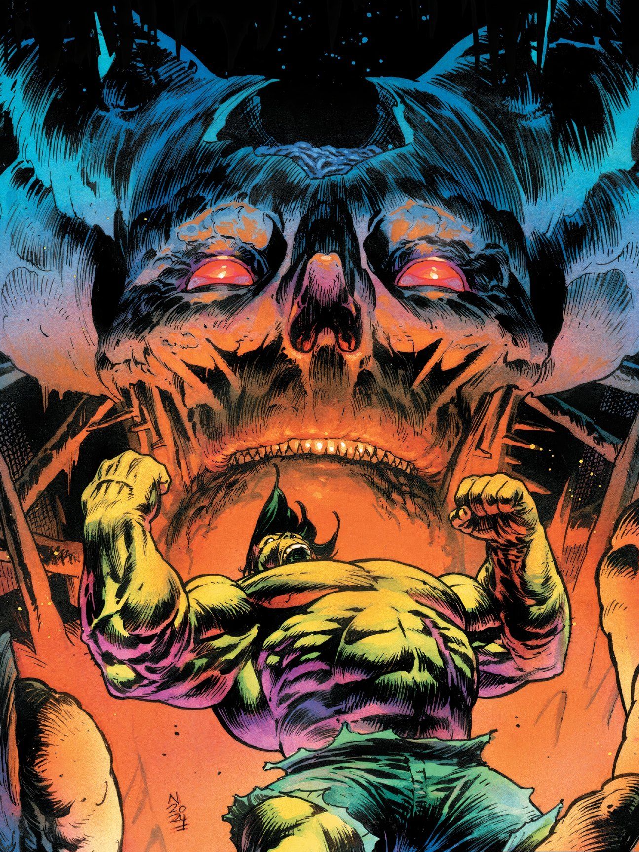 Hulk stands before the Mother of Demons.