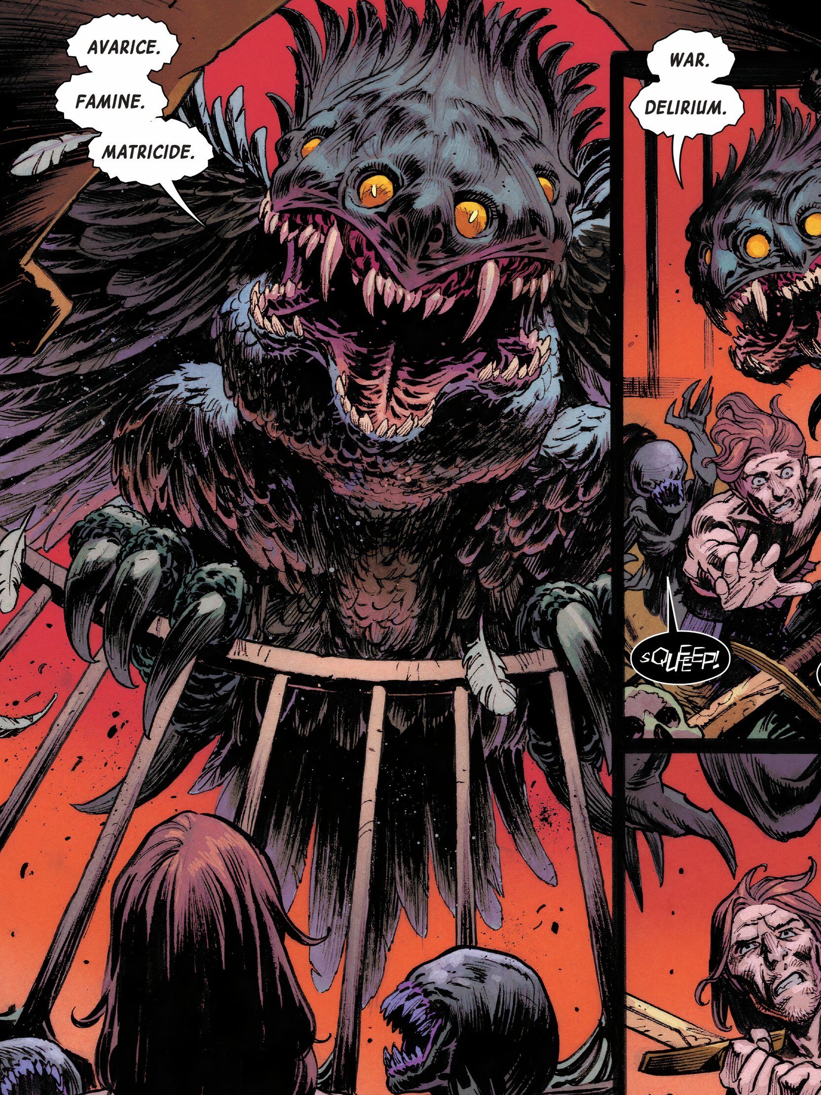 Bruce Banner is captured by a nest of demonic birds.