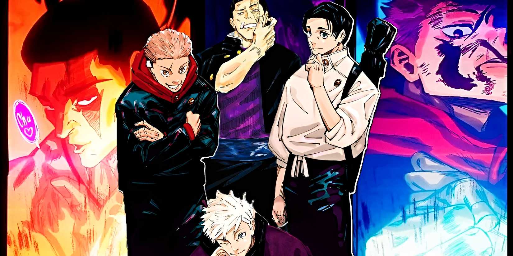 jujutsu kaisen strongest characters yuji, todo, yuta and gojo