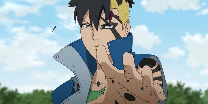 Kawaki's Karma as seen in the series, colored black like Boruto's