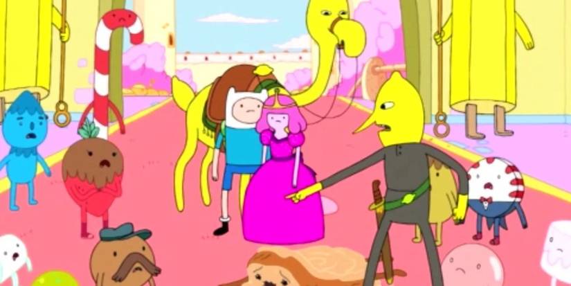 Lemongrab yelling at everyone in the Candy Kingdom in Adventure Time Too Young.
