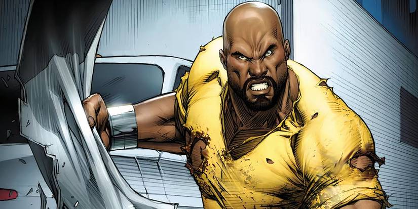 Luke Cage tearing the door off a car.
