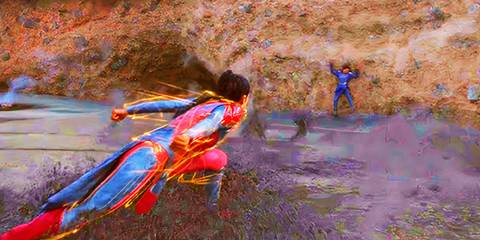 Makkari running at Ikaris in Eternals